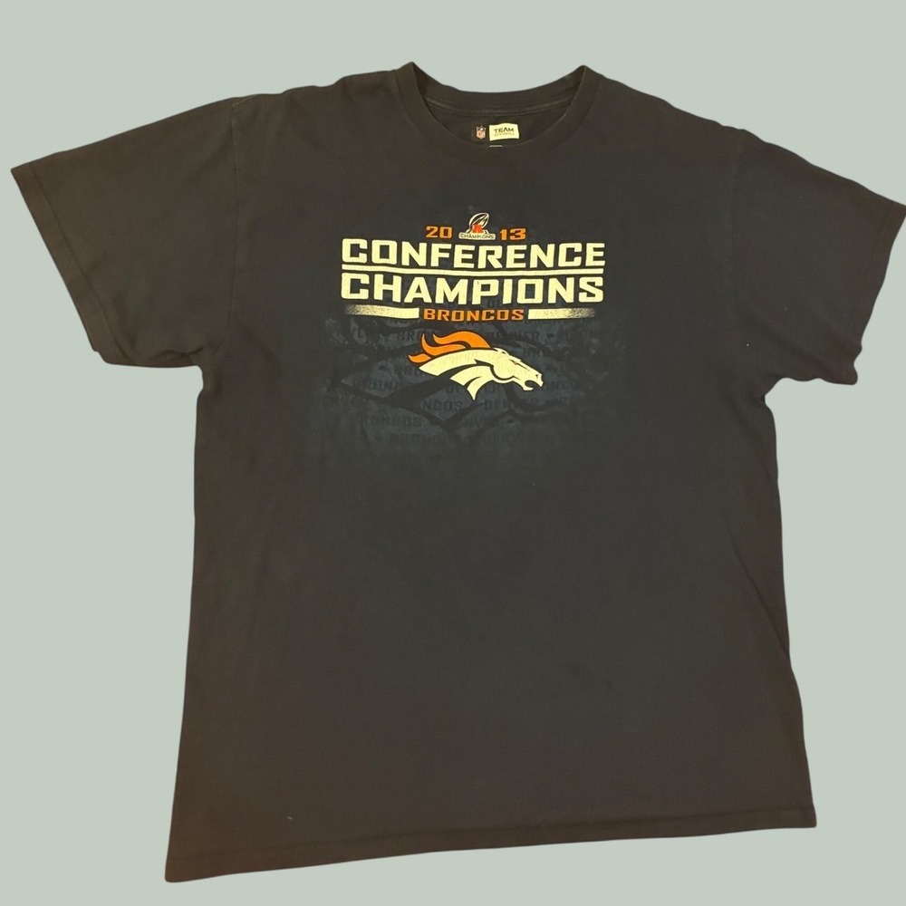 NFL Denver Broncos 2013 Conference Champions T-Shirt Navy Blue Mens Large L